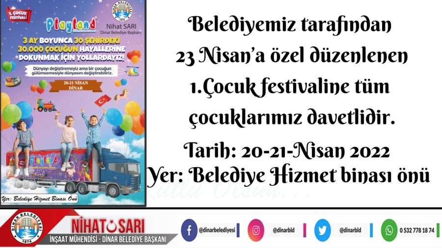 Dinar’da çocuklara 23 Nisan’a özel eğlence